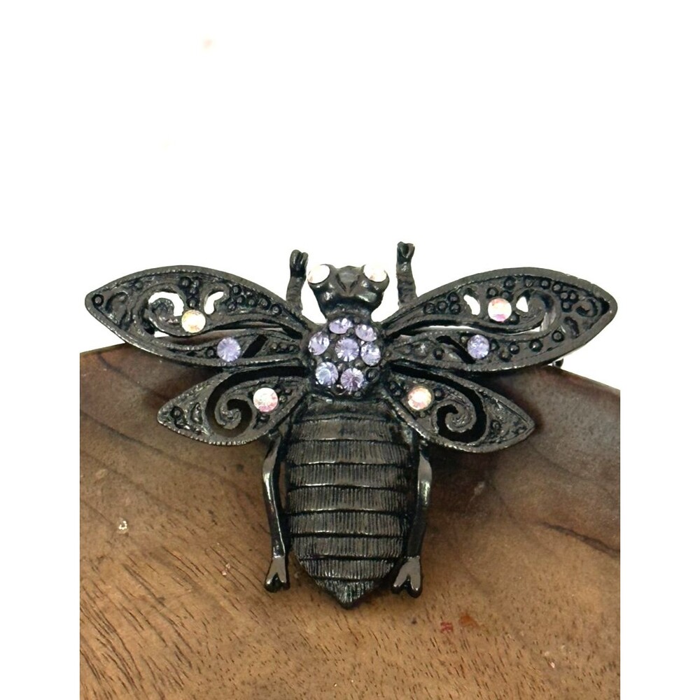 Insect Jewelry Black Metal Bee Brooch Lapel Pin Gothic Cottagecore